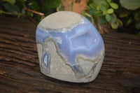 Polished  Blue Lace Agate Standing Free Form  x 1 From Nsanje, Malawi - Toprock Gemstones and Minerals