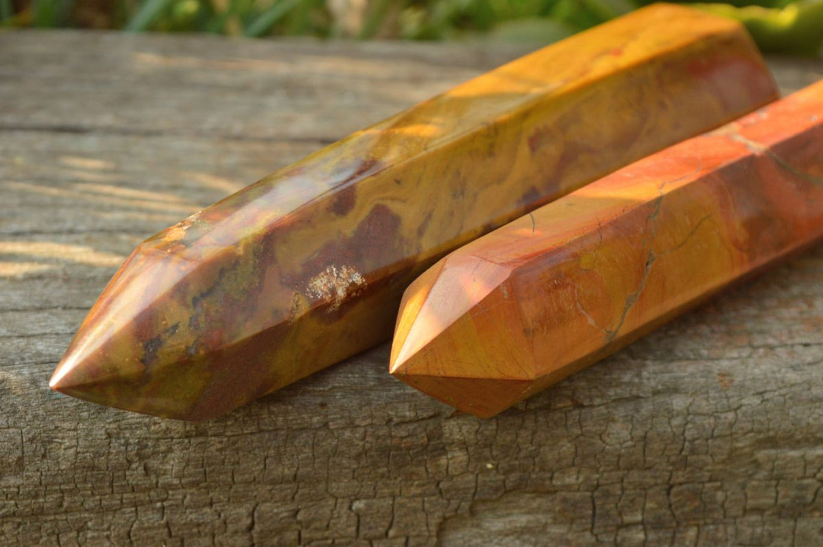 Polished Yellow - Brown Ocean Jasper Towers x 3 From Madagascar - TopRock