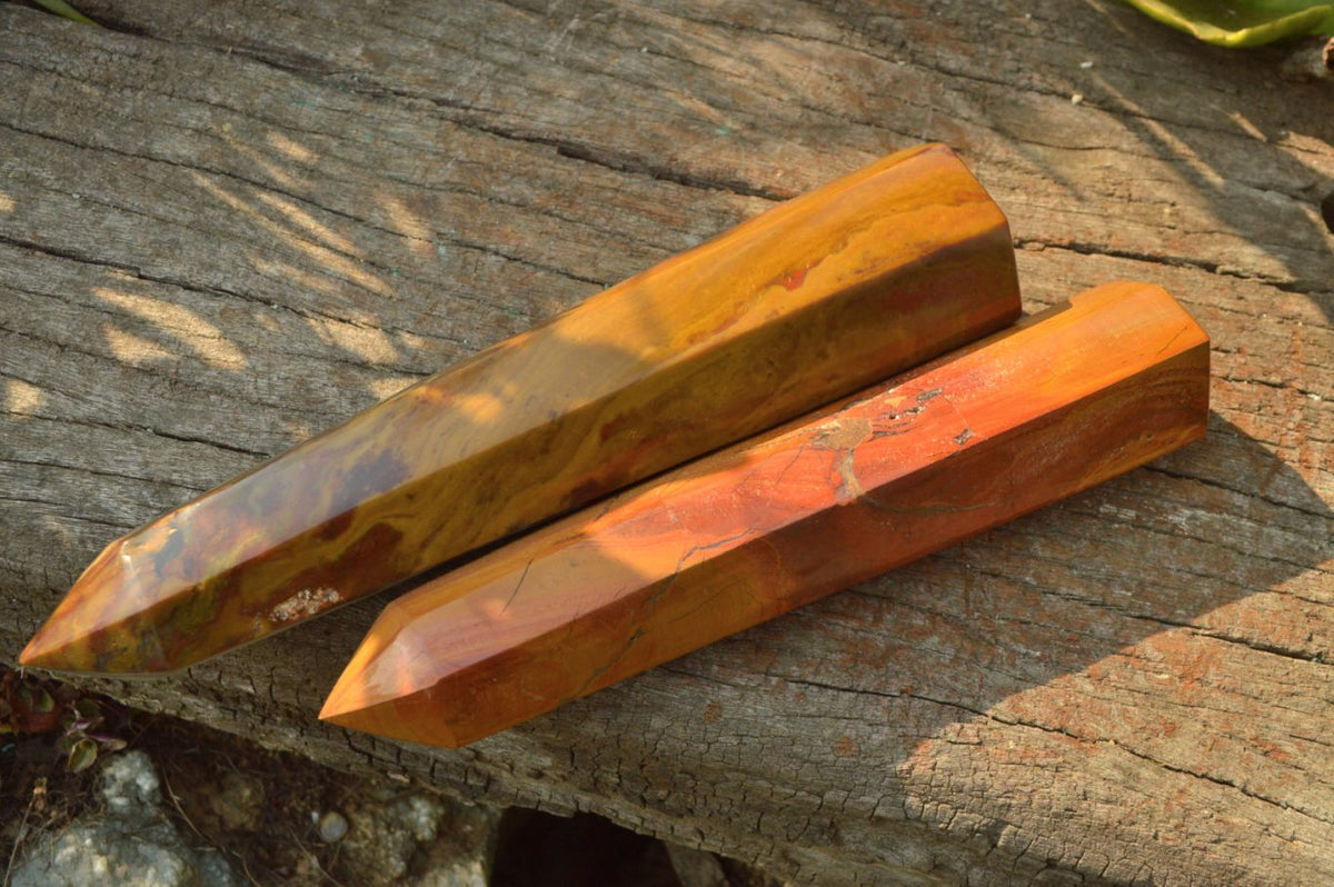 Polished Yellow - Brown Ocean Jasper Towers x 3 From Madagascar - TopRock