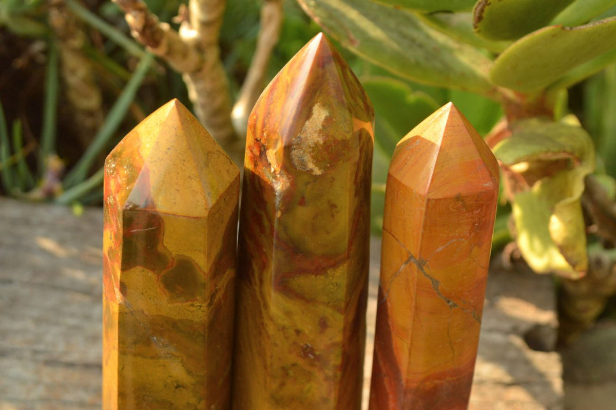 Polished Yellow - Brown Ocean Jasper Towers x 3 From Madagascar - TopRock