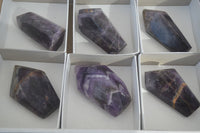 Polished Chevron Amethyst Points x 6 From Zambia - Toprock Gemstones and Minerals