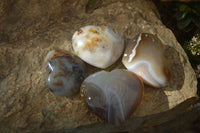 Polished Agate Gemstone Hearts x 4 From Madagascar - Toprock Gemstones and Minerals