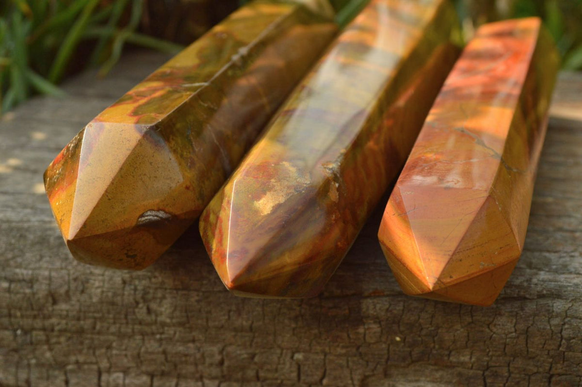 Polished Yellow - Brown Ocean Jasper Towers x 3 From Madagascar - TopRock