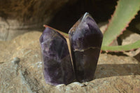 Polished Chevron Amethyst Points x 6 From Zambia - Toprock Gemstones and Minerals