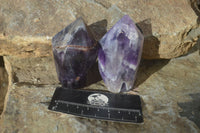Polished Chevron Amethyst Points x 6 From Zambia - Toprock Gemstones and Minerals