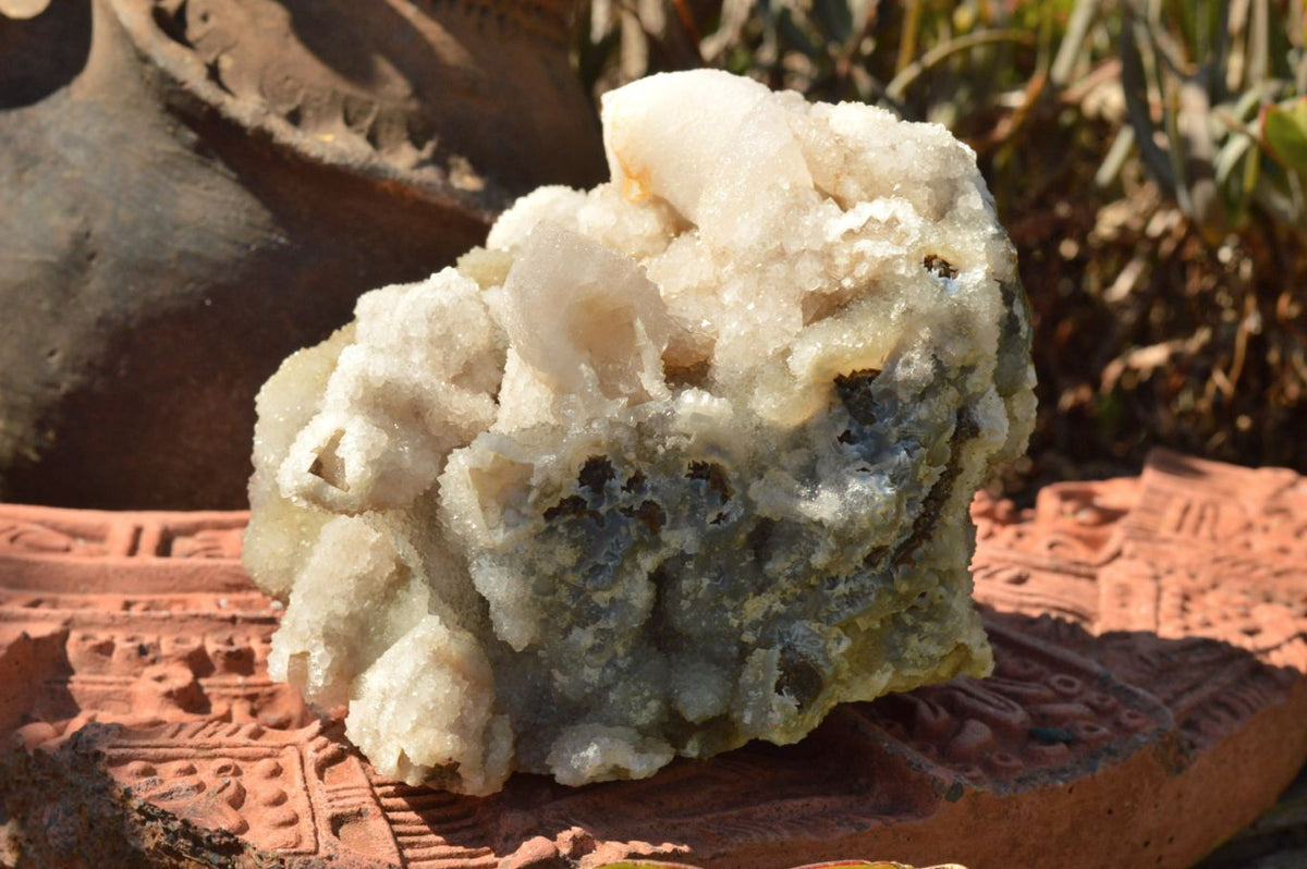 Natural Dog Tooth Calcite On Drusy Quartz Cluster x 1 From Alberts Mountain, Lesotho - TopRock