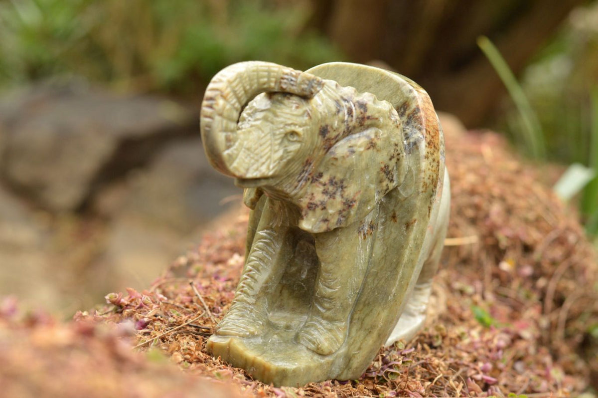 Polished Butter Jade Elephant Book End Carvings x 2 From Zimbabwe - TopRock