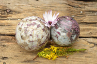Polished Pink Tourmaline Rubellite Spheres x 2 From Ambatondrazaka, Madagascar - TopRock