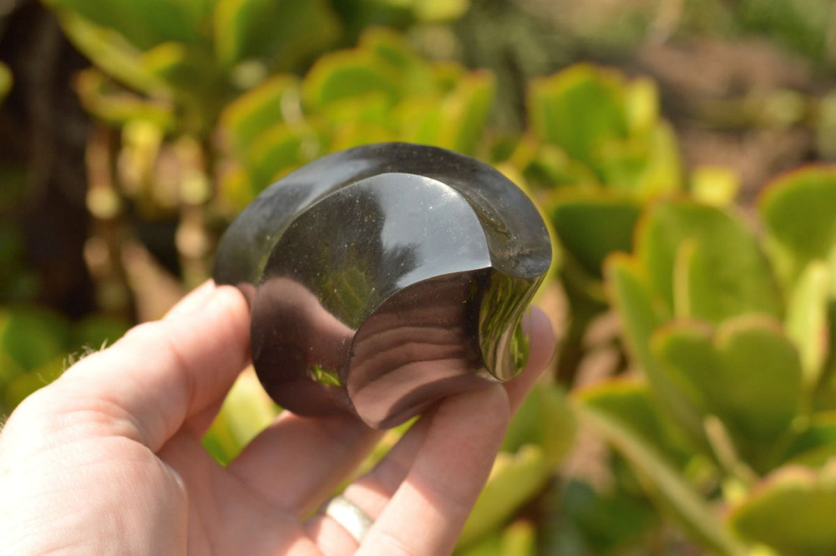Polished Small Pitch Black Basalt Flames x 3 From Madagascar - TopRock
