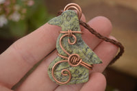 Polished  Copper Wire Wrapped Leopard Stone Eagle Pendants  x 6 From Zimbabwe - Toprock Gemstones and Minerals