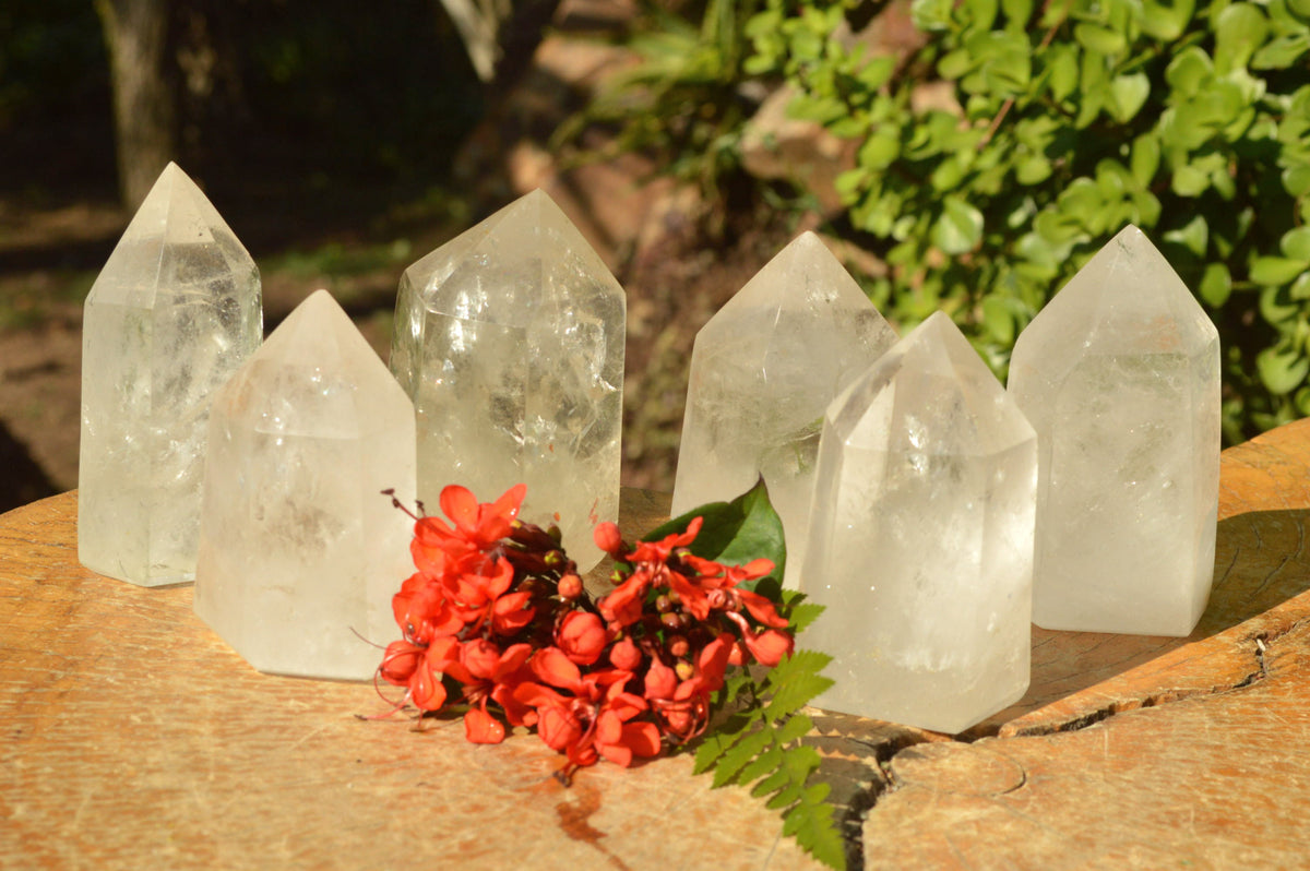Polished Semi Optic Quartz Points With Rainbow Inclusions x 6 From Madagascar - TopRock