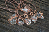 Polished  Copper Wire Wrapped Clear Quartz Pendants  x 6 From Southern Africa - Toprock Gemstones and Minerals