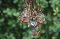 Polished  Copper Wire Wrapped Clear Quartz Pendants  x 6 From Southern Africa - Toprock Gemstones and Minerals