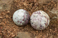 Polished Pink Tourmaline Rubellite Spheres x 2 From Ambatondrazaka, Madagascar - TopRock