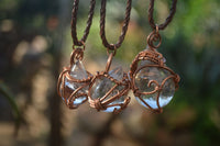 Polished  Copper Wire Wrapped Clear Quartz Pendants  x 6 From Southern Africa - Toprock Gemstones and Minerals