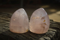 Polished Gemmy Rose Quartz Standing Free Forms x 6 From Ambatondrazaka, Madagascar - Toprock Gemstones and Minerals