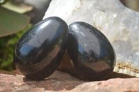 Polished Schorl Black Tourmaline Eggs  x 6 From Madagascar - Toprock Gemstones and Minerals