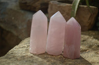 Polished Pink Rose Quartz Points x 6 From Ambatondrazaka, Madagascar - Toprock Gemstones and Minerals