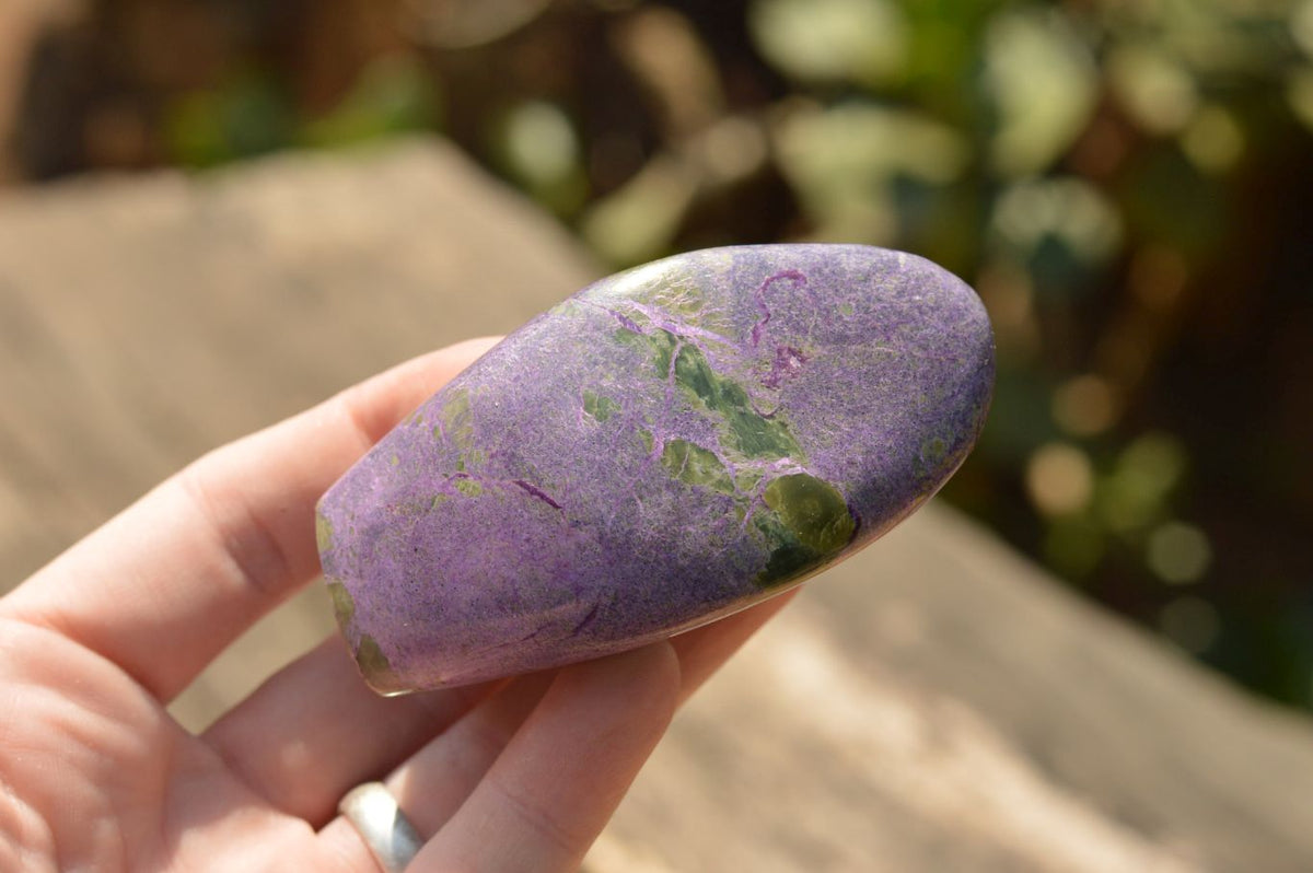 Polished Purple Stichtite & Green Serpentine (Atlantisite) Standing Free Forms x 3 From Barberton, South Africa - TopRock