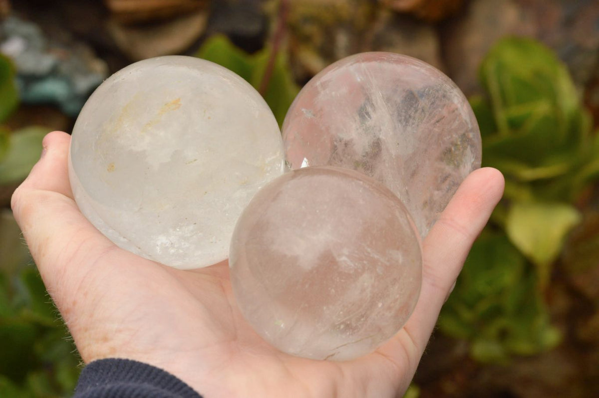 Polished Clear Quartz Crystal Balls / Spheres x 4 From Madagascar - TopRock
