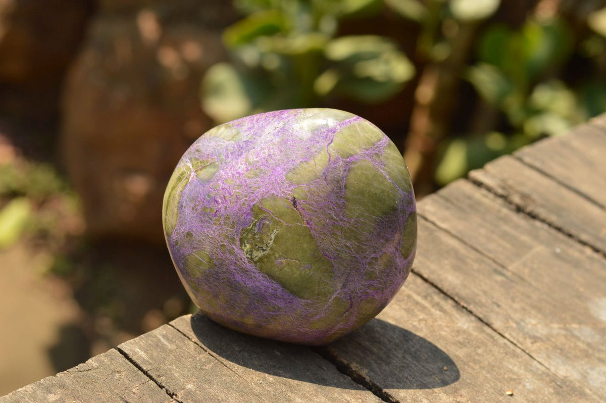 Polished Purple Stichtite & Green Serpentine (Atlantisite) Standing Free Forms x 3 From Barberton, South Africa - TopRock