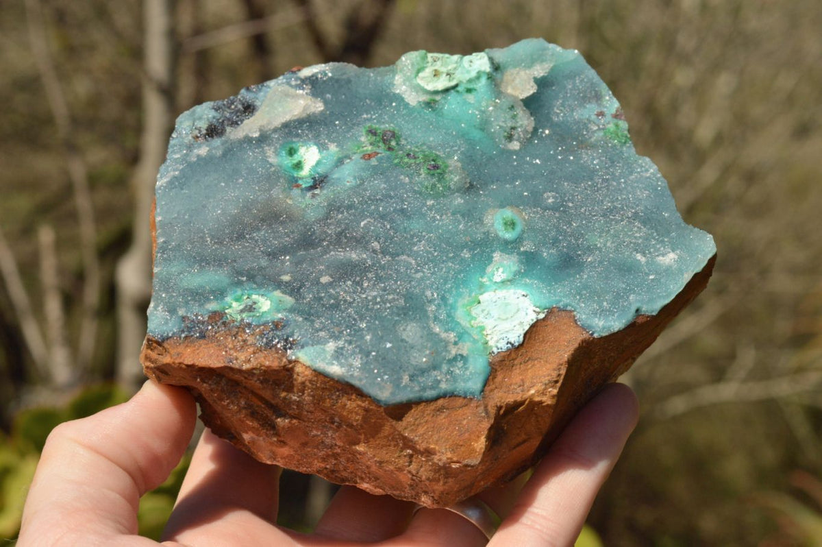 Natural Drusy Chrysocolla Dolomite Specimens x 2 From Likasi, Congo - TopRock