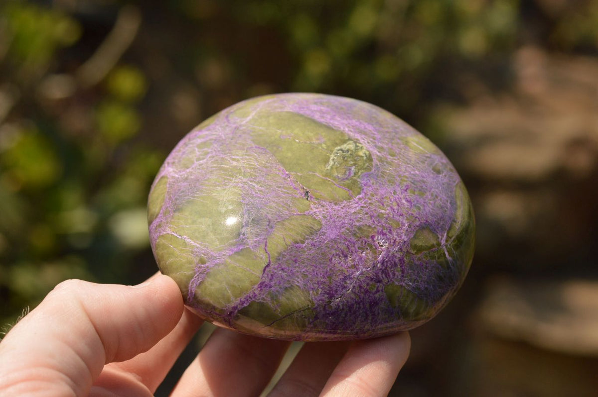 Polished Purple Stichtite & Green Serpentine (Atlantisite) Standing Free Forms x 3 From Barberton, South Africa - TopRock
