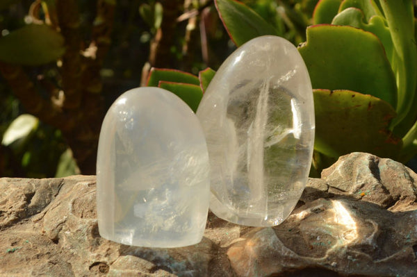 Polished Stunning Optic Girasol Pearl Quartz Standing Free Forms  x 6 From Madagascar - TopRock