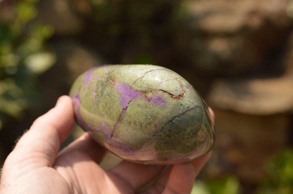 Polished Purple Stichtite & Green Serpentine (Atlantisite) Standing Free Forms x 3 From Barberton, South Africa - TopRock