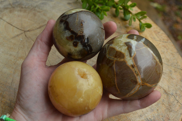 Polished Septerye (Calcite & Aragonite) Spheres x 6 From Madagascar - TopRock