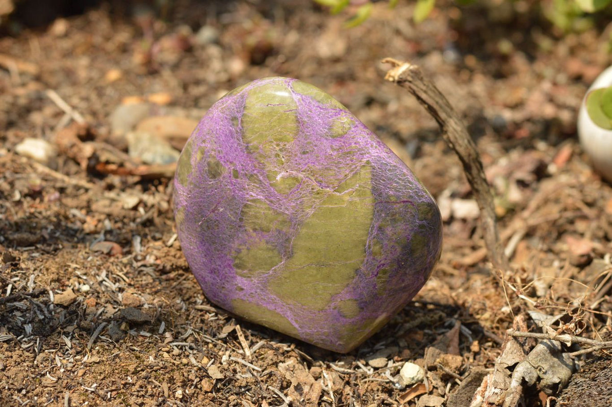 Polished Purple Stichtite & Green Serpentine (Atlantisite) Standing Free Forms x 3 From Barberton, South Africa - TopRock