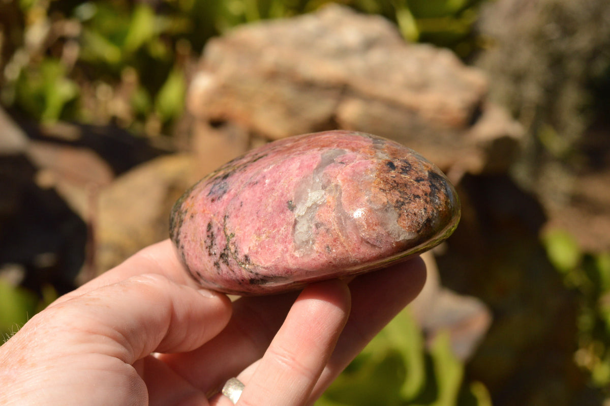 Polished Near Solid Pink Rhodonite Standing Free Forms x 6 From Ambindavato, Madagascar - TopRock