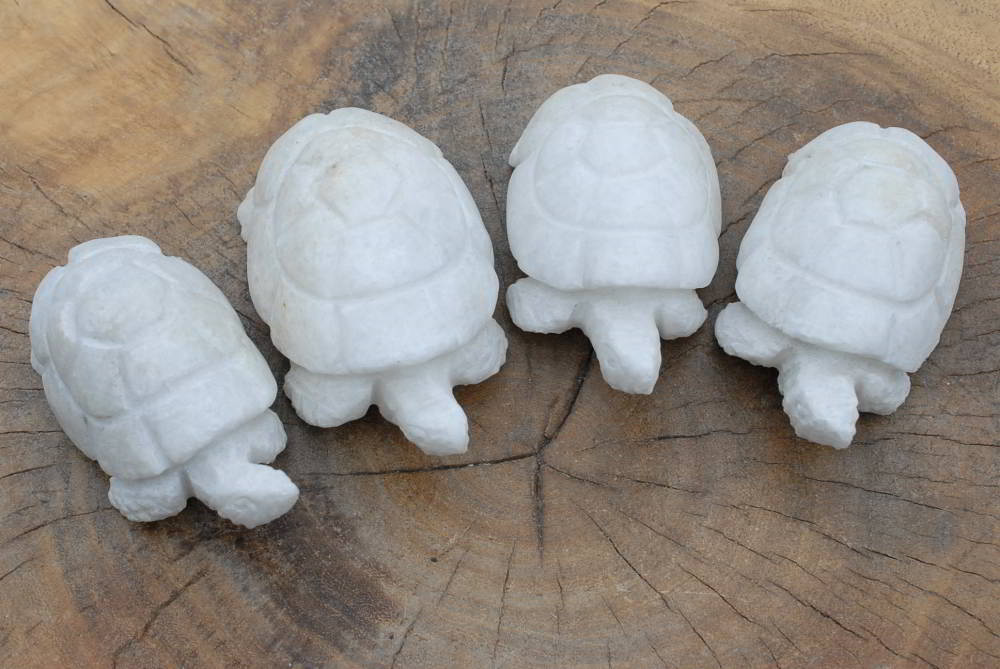 Polished Hand Carved Marble Tortoises x 4 From Zimbabwe - TopRock