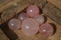Polished Star Rose Quartz Spheres  x 6 From Ambatondrazaka, Madagascar - Toprock Gemstones and Minerals