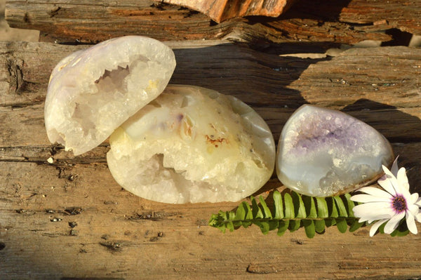 Polished Amethyst Agate Geodes With Crystalline Centres x 3 From Madagascar - TopRock