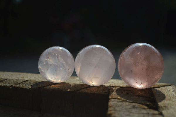Polished Star Rose Quartz Spheres  x 6 From Ambatondrazaka, Madagascar - Toprock Gemstones and Minerals 