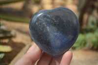 Polished Blue Lazulite Hearts x 6 From Madagascar - Toprock Gemstones and Minerals