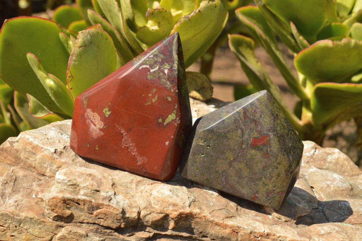 Polished Bastite (Epidote & Piedmontite) Dragon Blood Stone Points x 4 From Tshipise, South Africa - TopRock