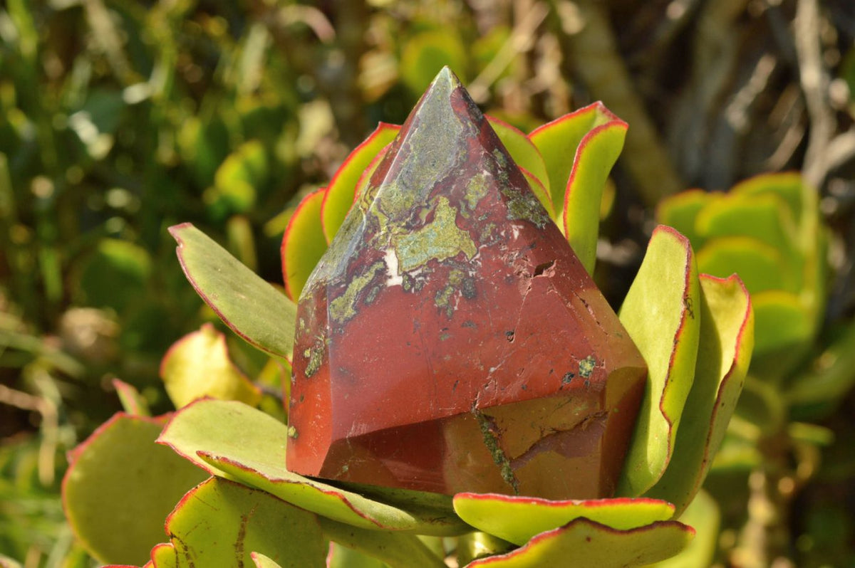 Polished Bastite (Epidote & Piedmontite) Dragon Blood Stone Points x 4 From Tshipise, South Africa - TopRock