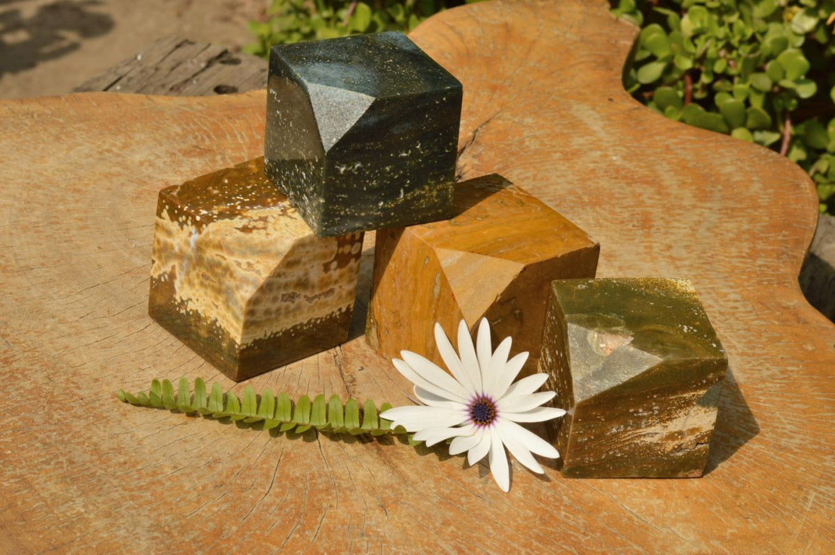 Polished Stunning Ocean Jasper Cubes (Corners Cut To Stand) x 4 From Madagascar - TopRock