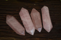 Polished Gemmy Double Terminated Rose Quartz Points x 4 From Ambatondrazaka, Madagascar - Toprock Gemstones and Minerals