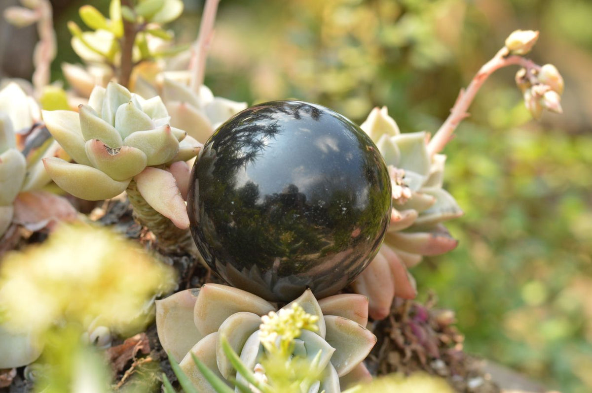 Polished Pitch Black Basalt Spheres (Heat Stable) x 5 From Madagascar - TopRock