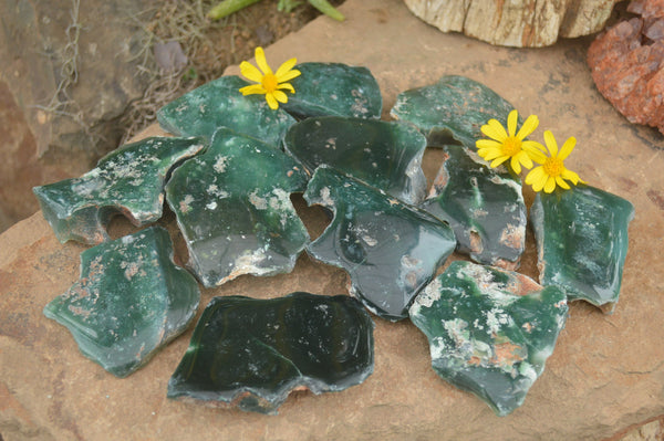 Polished One Side Polished Emerald Mtorolite Plates  x 12 From Zimbabwe - TopRock