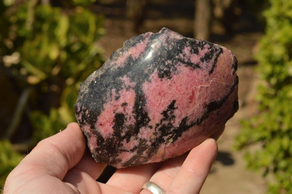 Polished Half Polished Pink & Black Rhodonite Free Forms x 5 From Ambindavato, Madagascar - TopRock