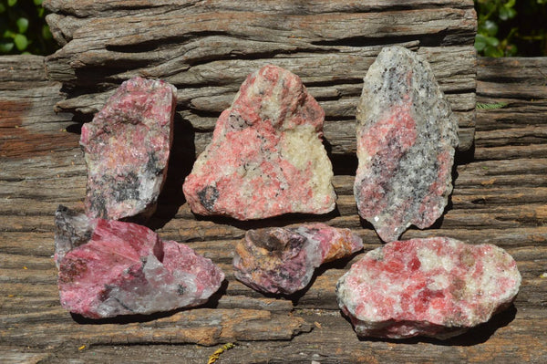 Natural Cobbed Rhodonite & Chromite Pieces x 9 From Rushinga, Zimbabwe - TopRock