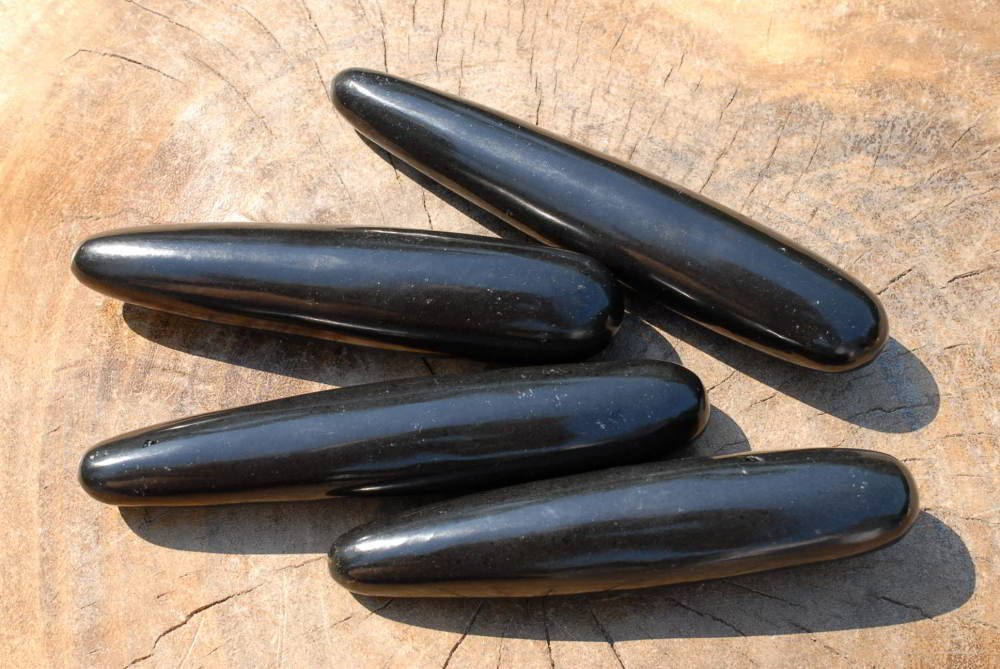 Polished Black Basalt Massage Wands & Points x 7 From Madagascar - TopRock