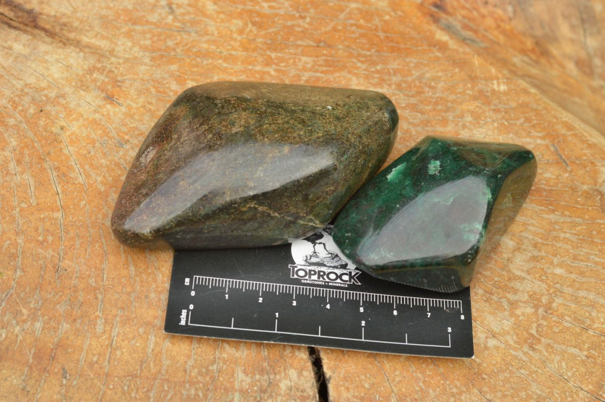 Polished Fluorescent Ruby Corundum In Chrome Verdite Free Forms x 4 From Zimbabwe - TopRock