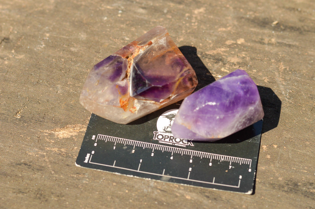 Polished Amethyst Window Quartz Crystals x 12 From Ankazobe, Madagascar - TopRock