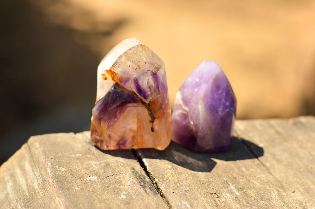 Polished Amethyst Window Quartz Crystals x 12 From Ankazobe, Madagascar - TopRock