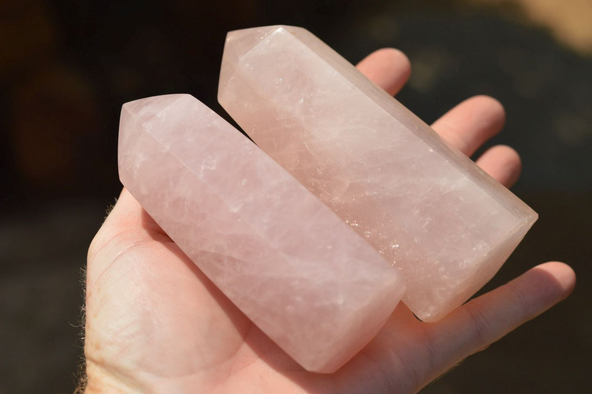 Polished Light Pink Stunning Rose Quartz Points x 4 From Ambatondrazaka, Madagascar - TopRock